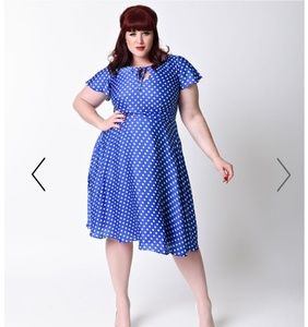 Black and White Polka Dot 1940s Style Swing Dress